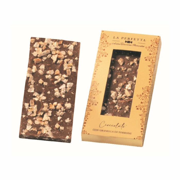 La Perfetta Vollmilch Schokolade mit Torrone weiße Nougat-Stückchen