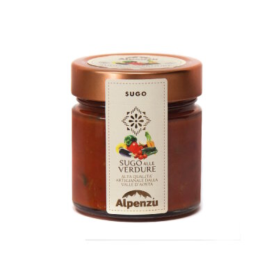 Sugo verdure, Tomaten-Gemüsesauce, glutenfrei, mit Zucchini, Paprika, Karotten, Auberginen, für ein italienisches Primo mit Pasta. Allergen: SELLERIE